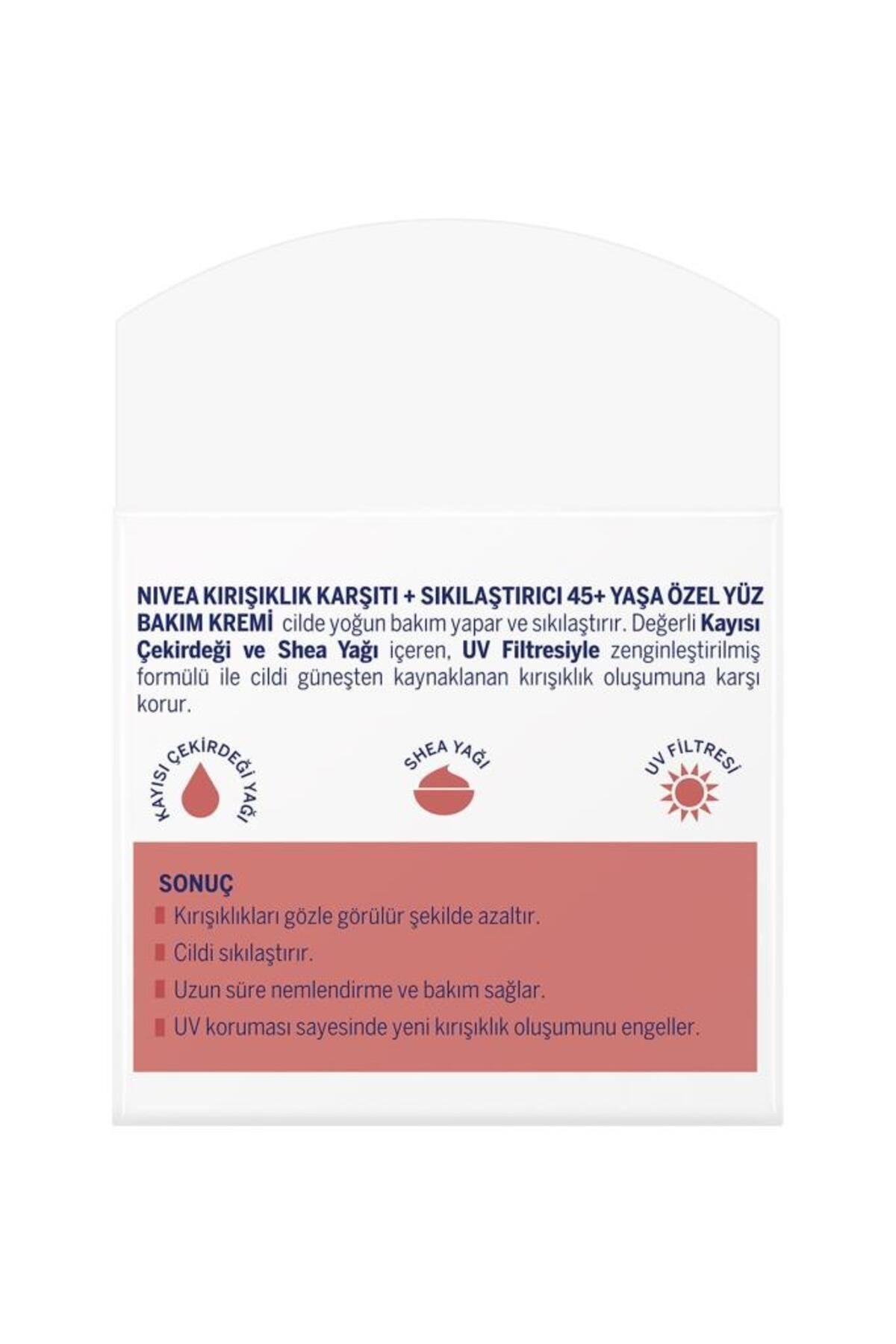 NIVEA Yaşa Özel Kırışıklık Karşıtı Yüz Bakım Kremi 50ml, Sıkılaştırıcı, Kaz Ayağı Kırışıklığı Giderici