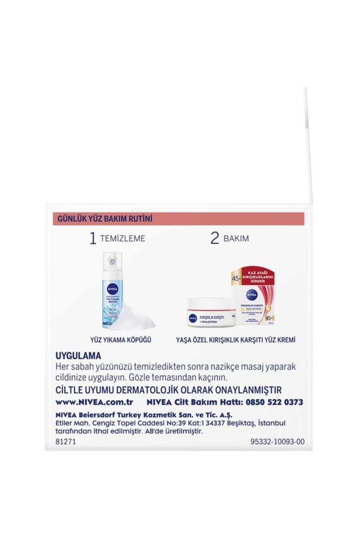 NIVEA Yaşa Özel Kırışıklık Karşıtı Yüz Bakım Kremi 50ml, Sıkılaştırıcı, Kaz Ayağı Kırışıklığı Giderici