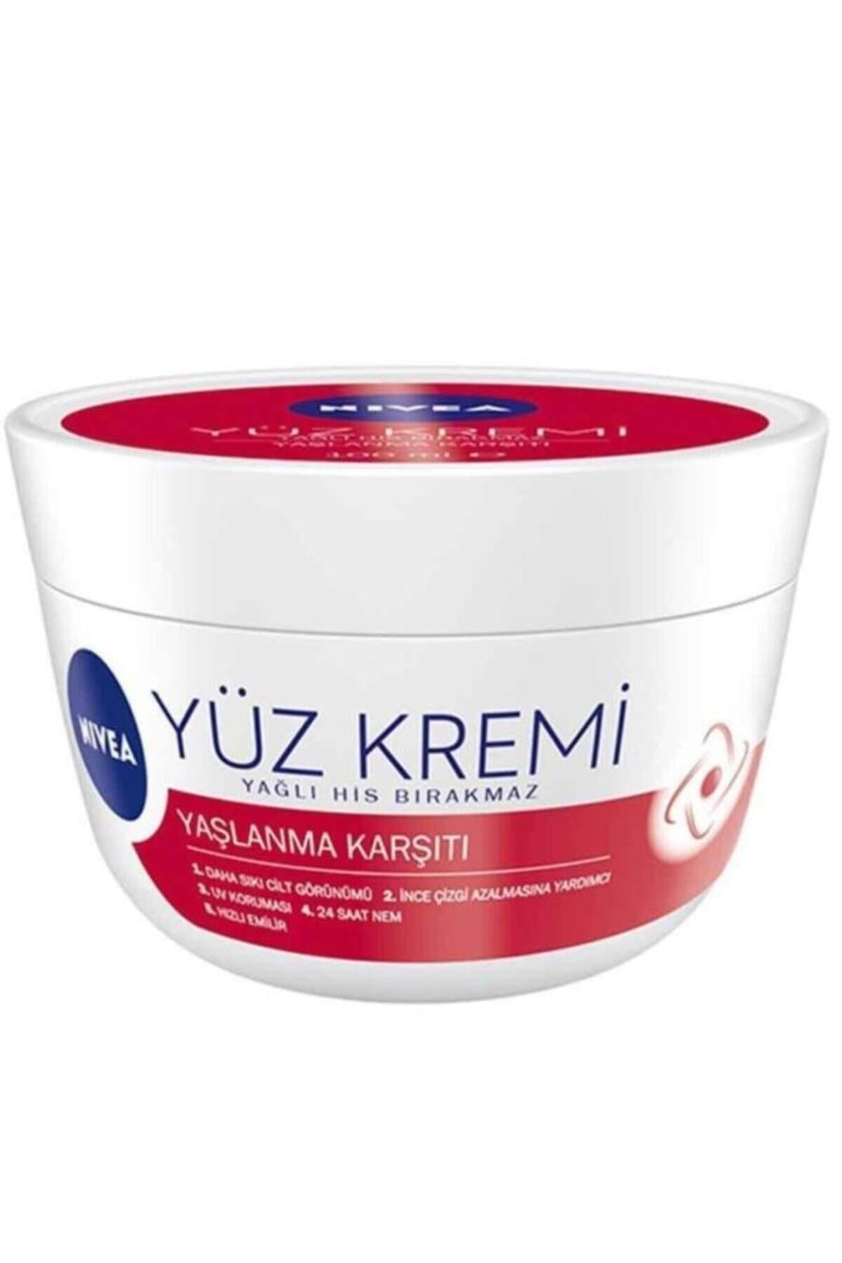 NIVEA Yaşlanma Karşıtı Yüz Bakım Kremi 100ml, Nemlendirici, Sıkı Cilt Görünümü, Antioksidan, UV Koruması
