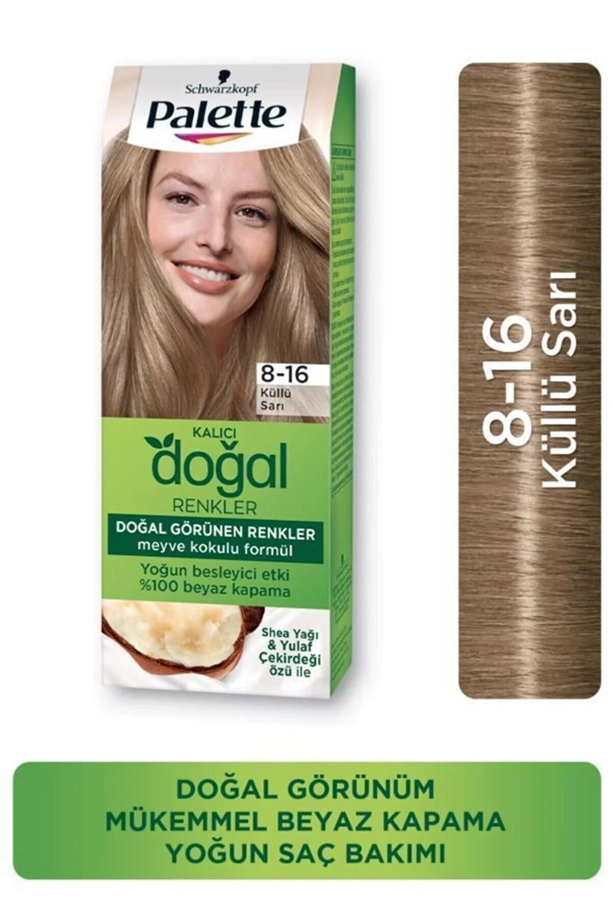 Palette Kalıcı Doğal Renkler Saç Boyası No: 8.16 Küllü Sarı