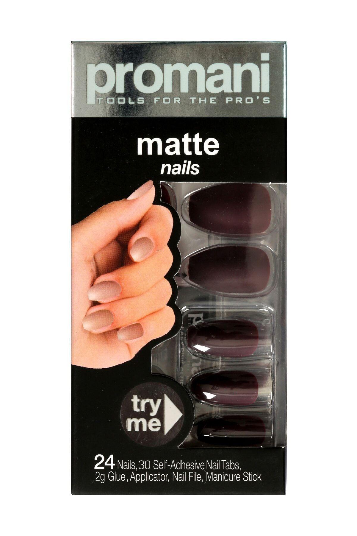 Promani Matte Takma Tırnak Kiti Koyu Bordo Pr-5018