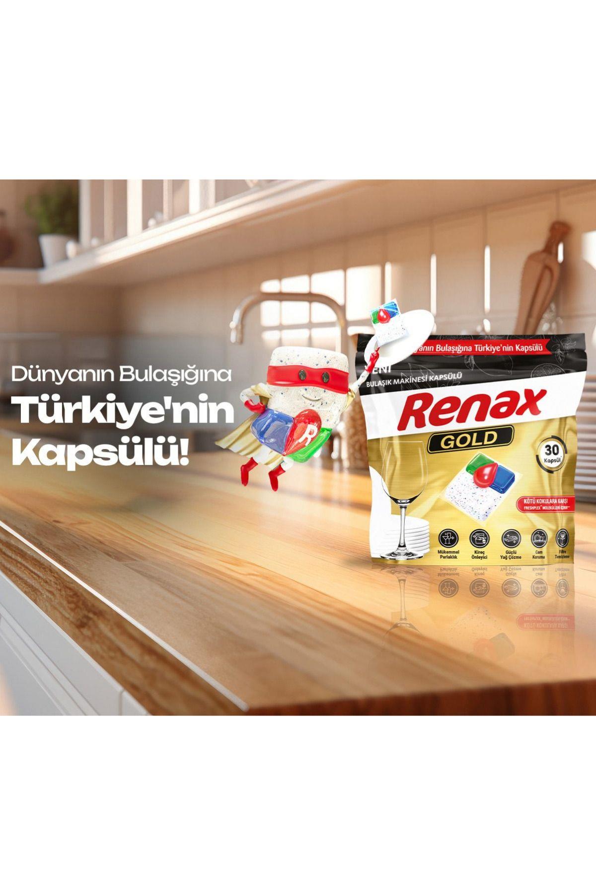 RENAX Gold Bulaşık Makinesi Kapsülü Hepsi Bir Arada 30 Lu
