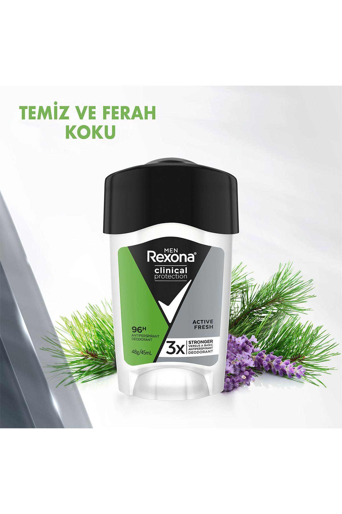 Rexona Men Clinical Protection Erkek Stick Deodorant Active Fresh 96 Saat Koruma 45 ml