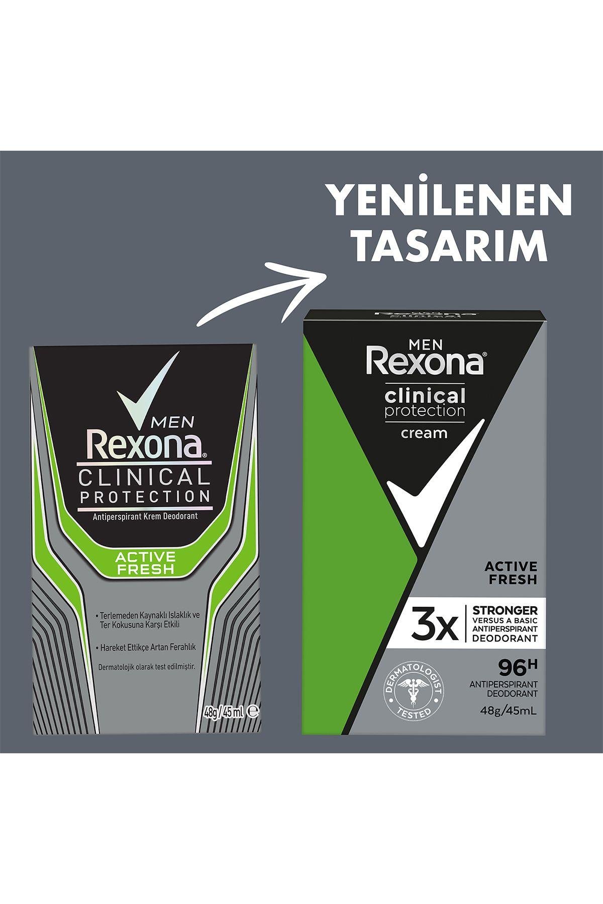 Rexona Men Clinical Protection Erkek Stick Deodorant Active Fresh 96 Saat Koruma 45 ml