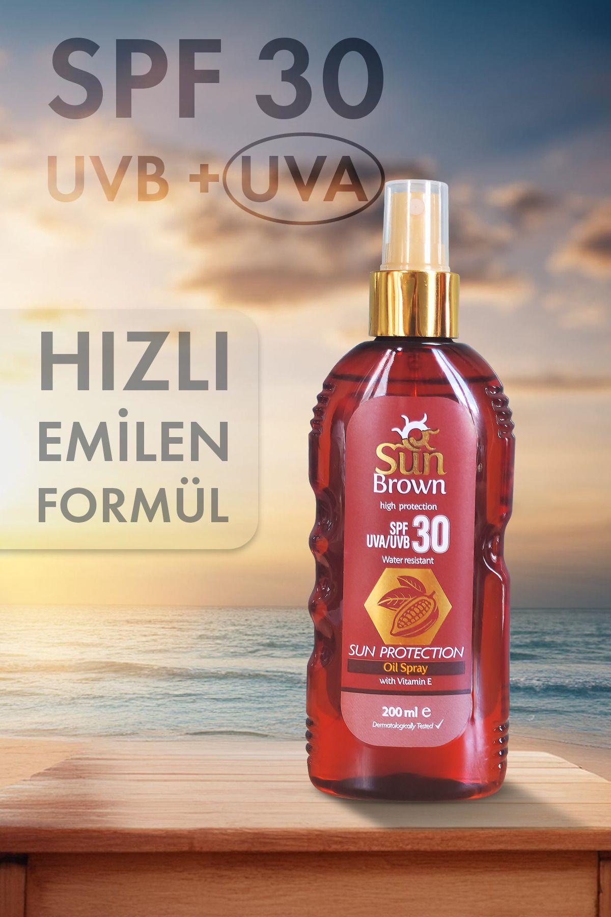 Sun Brown Güneş Koruyucu Güneş Yağı Spreyi Spf30 200 ml