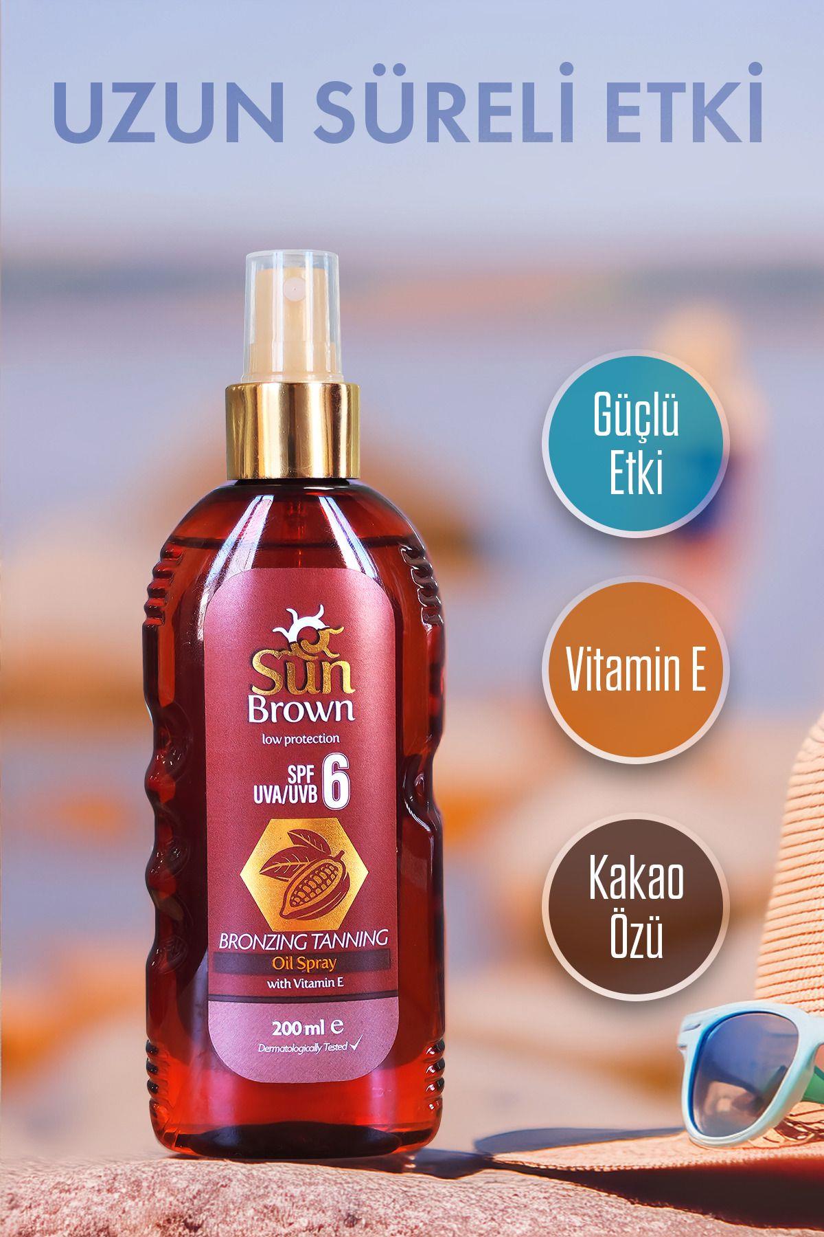 Sun Brown Hindistan Cevizi Özlü Spf 6 Bronzlaştırıcı Güneş Yağı Spreyi 200 ml