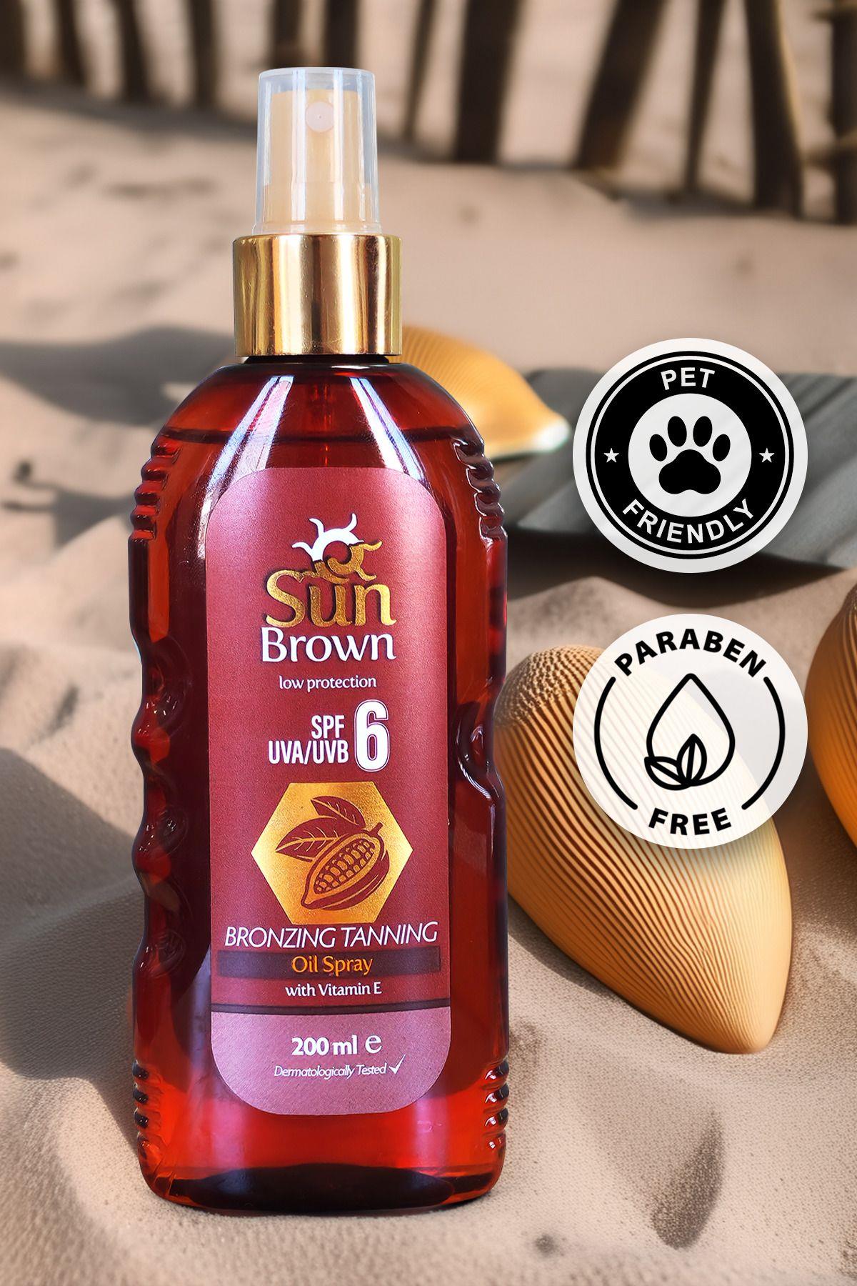 Sun Brown Hindistan Cevizi Özlü Spf 6 Bronzlaştırıcı Güneş Yağı Spreyi 200 ml