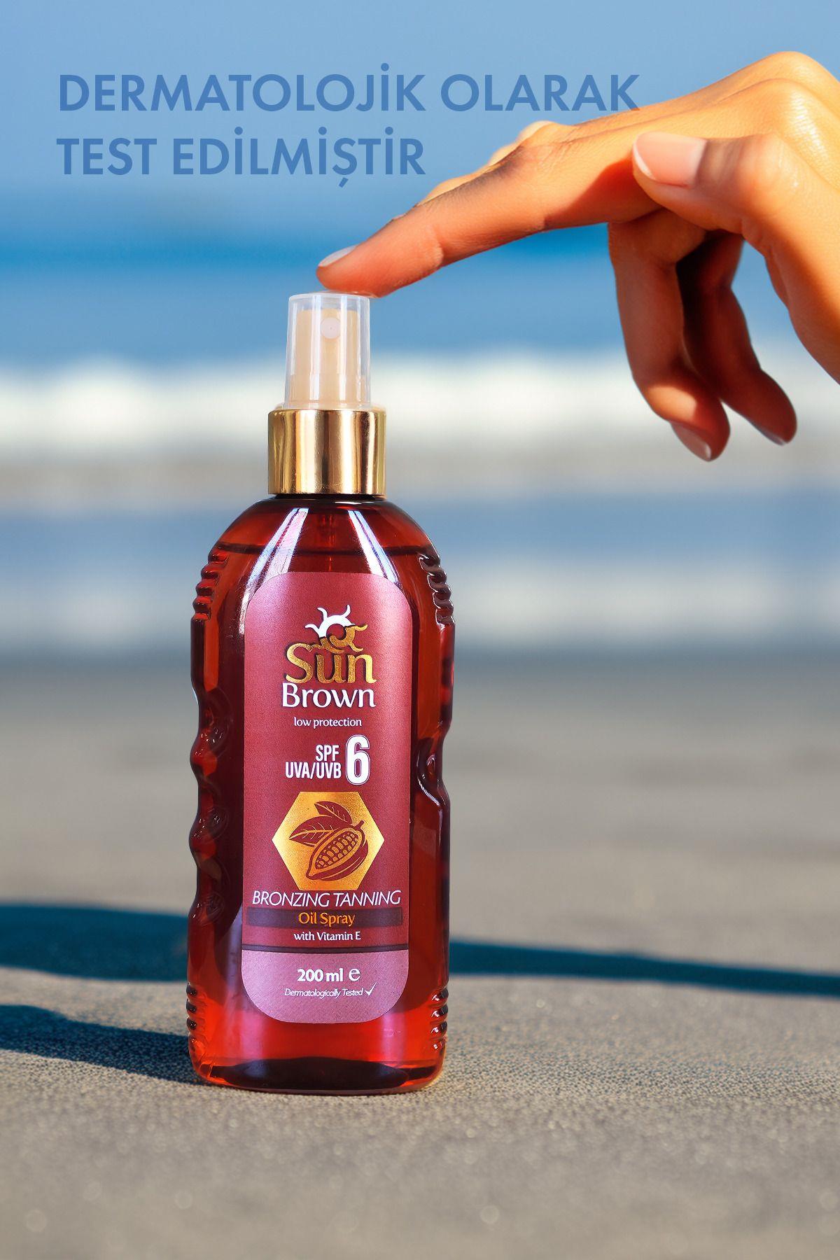 Sun Brown Hindistan Cevizi Özlü Spf 6 Bronzlaştırıcı Güneş Yağı Spreyi 200 ml