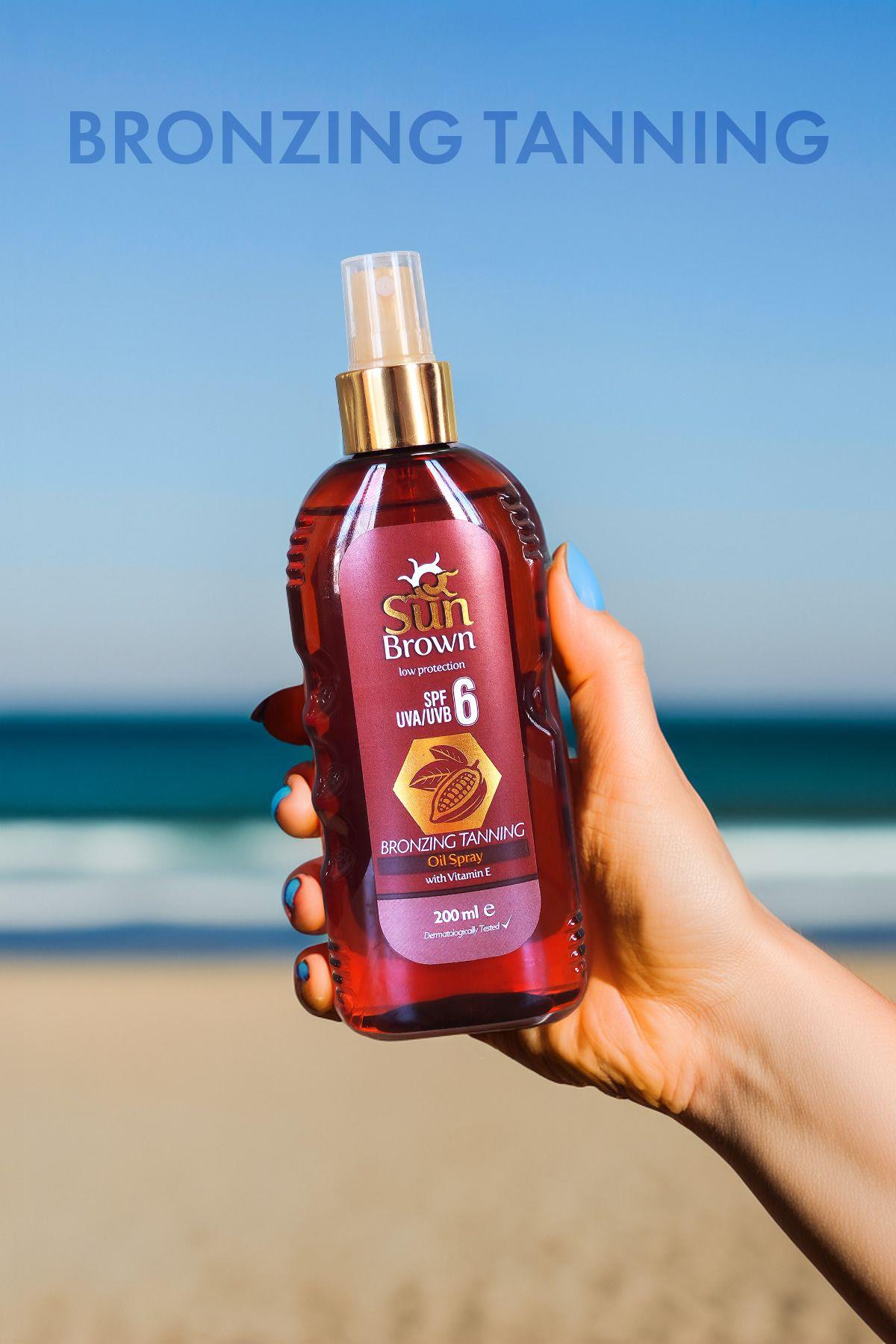 Sun Brown Hindistan Cevizi Özlü Spf 6 Bronzlaştırıcı Güneş Yağı Spreyi 200 ml