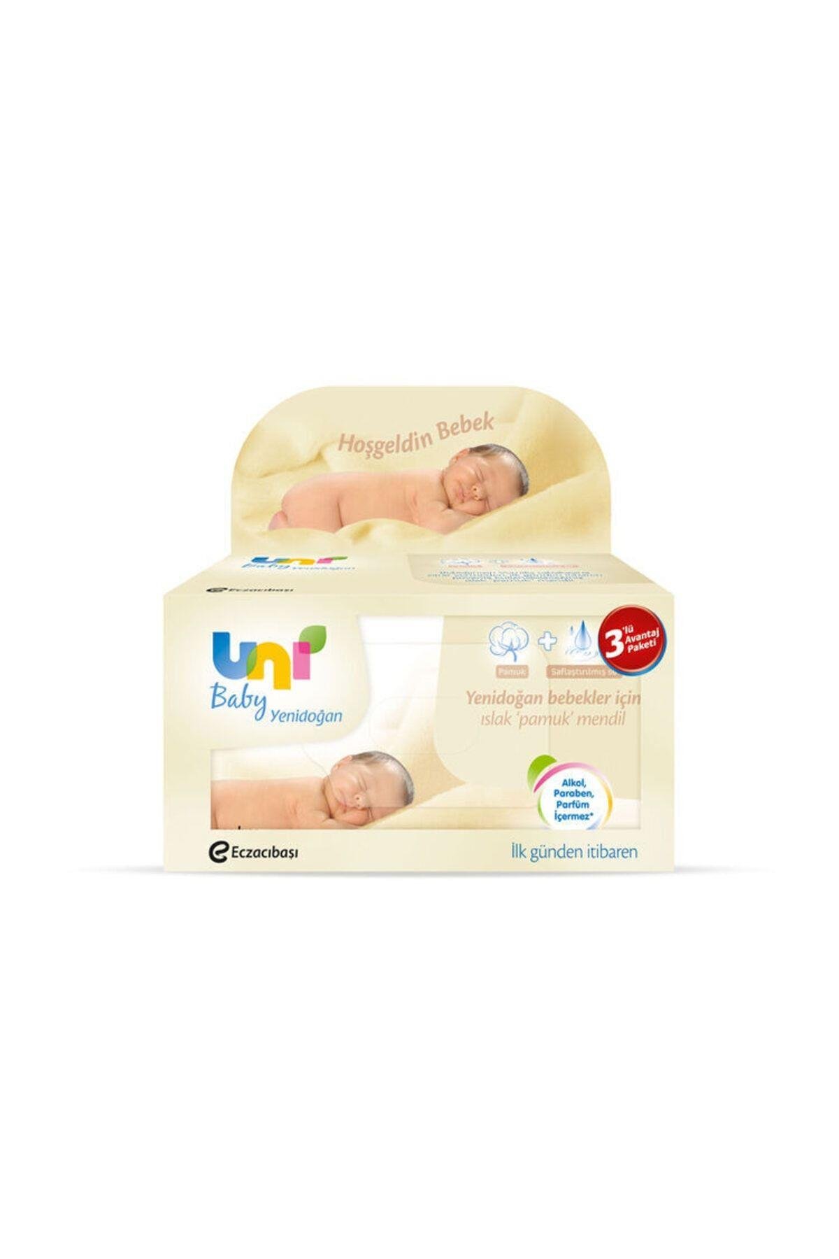 Uni Baby Yenidoğan 3'lü 120 Yaprak Islak Mendil
