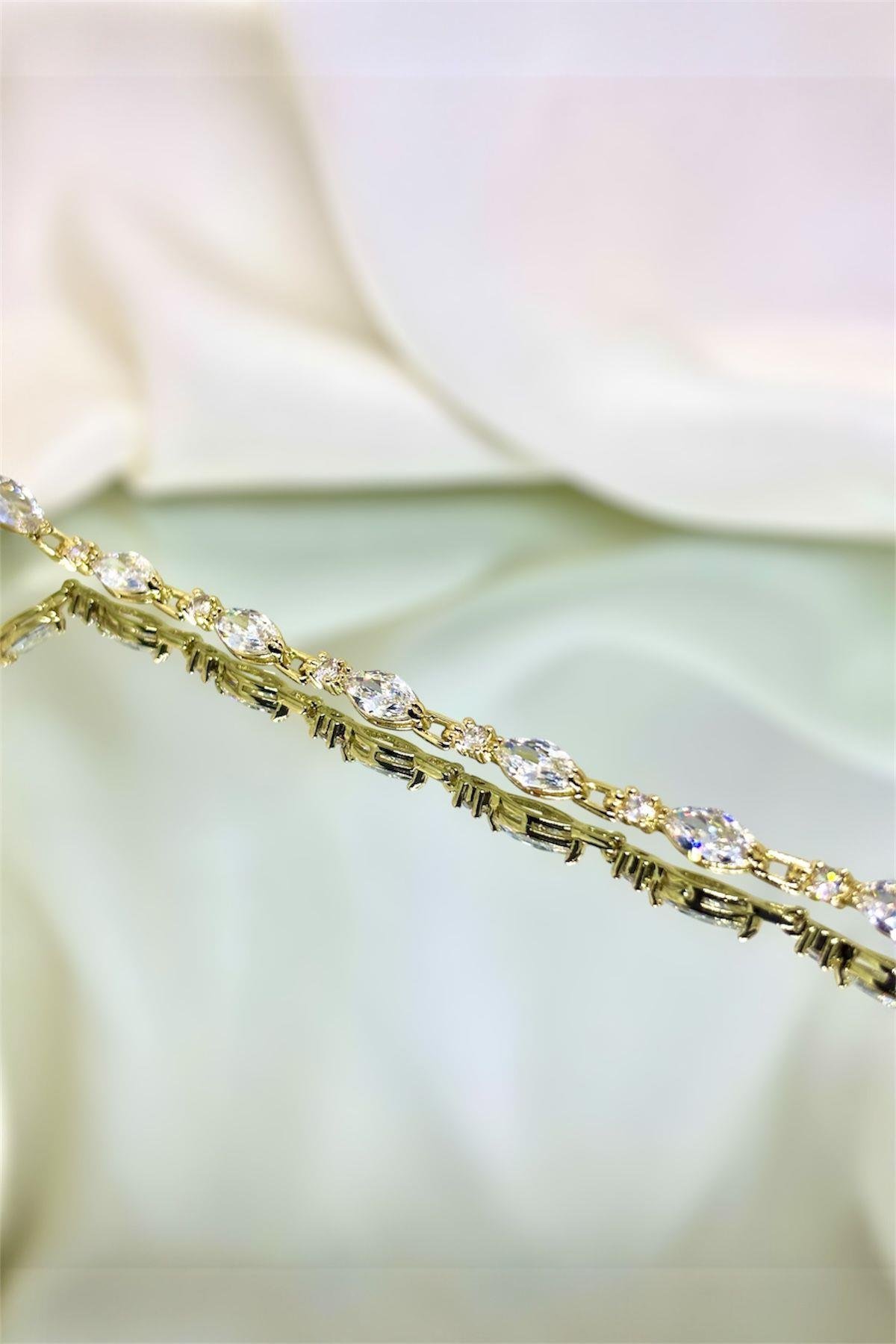 Altın Kaplama Damla Zirkon Taşlı Bileklik