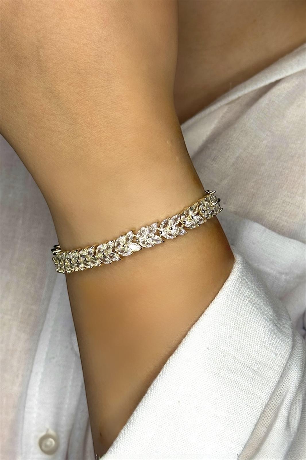 Altın Kaplama Zirkon Taşlı Bileklik