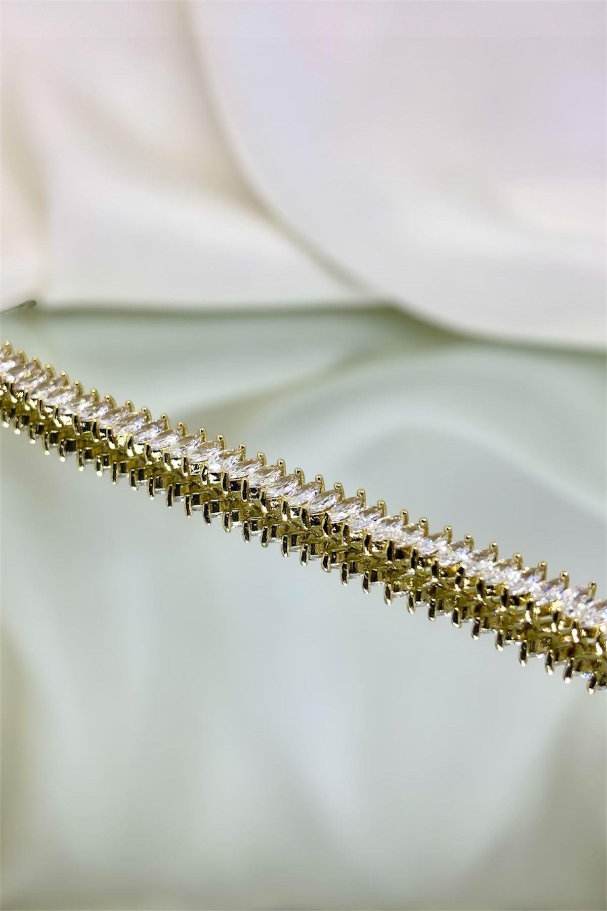 Altın Kaplama Zirkon Taşlı Buğday Bileklik