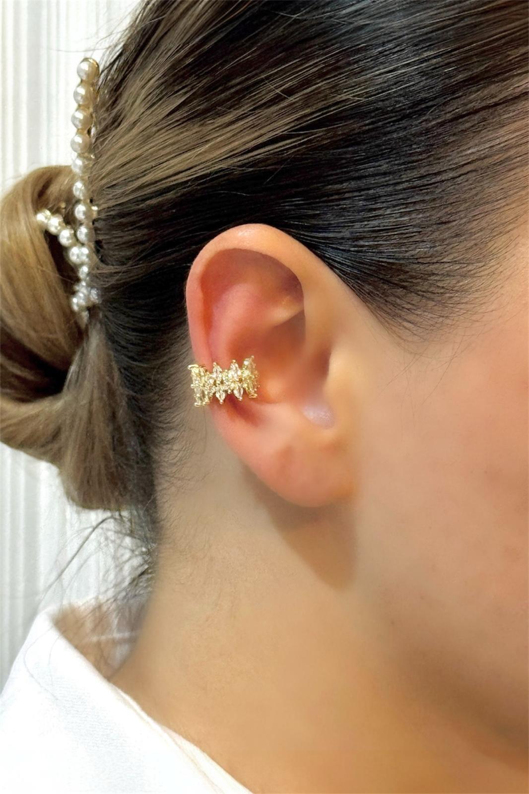 Altın Kaplama Zirkon Taşlı Earcuff