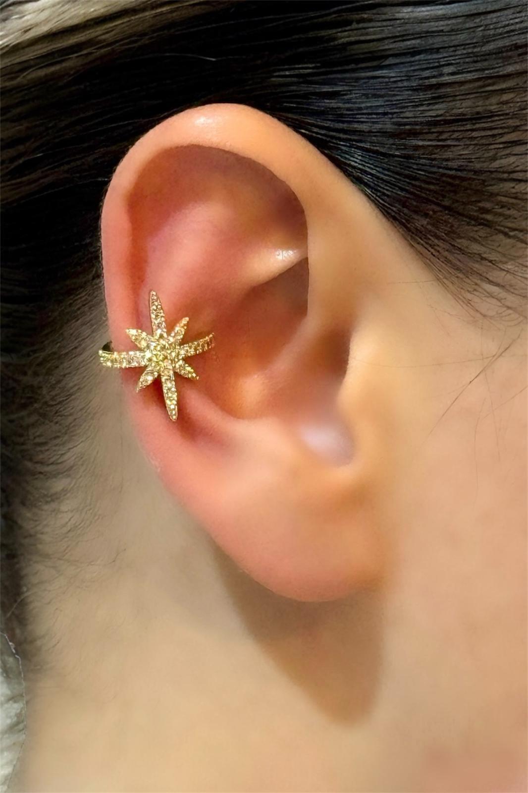Altın Kaplama ZirkonTaşlı Kutup Yıldızı Earcuff