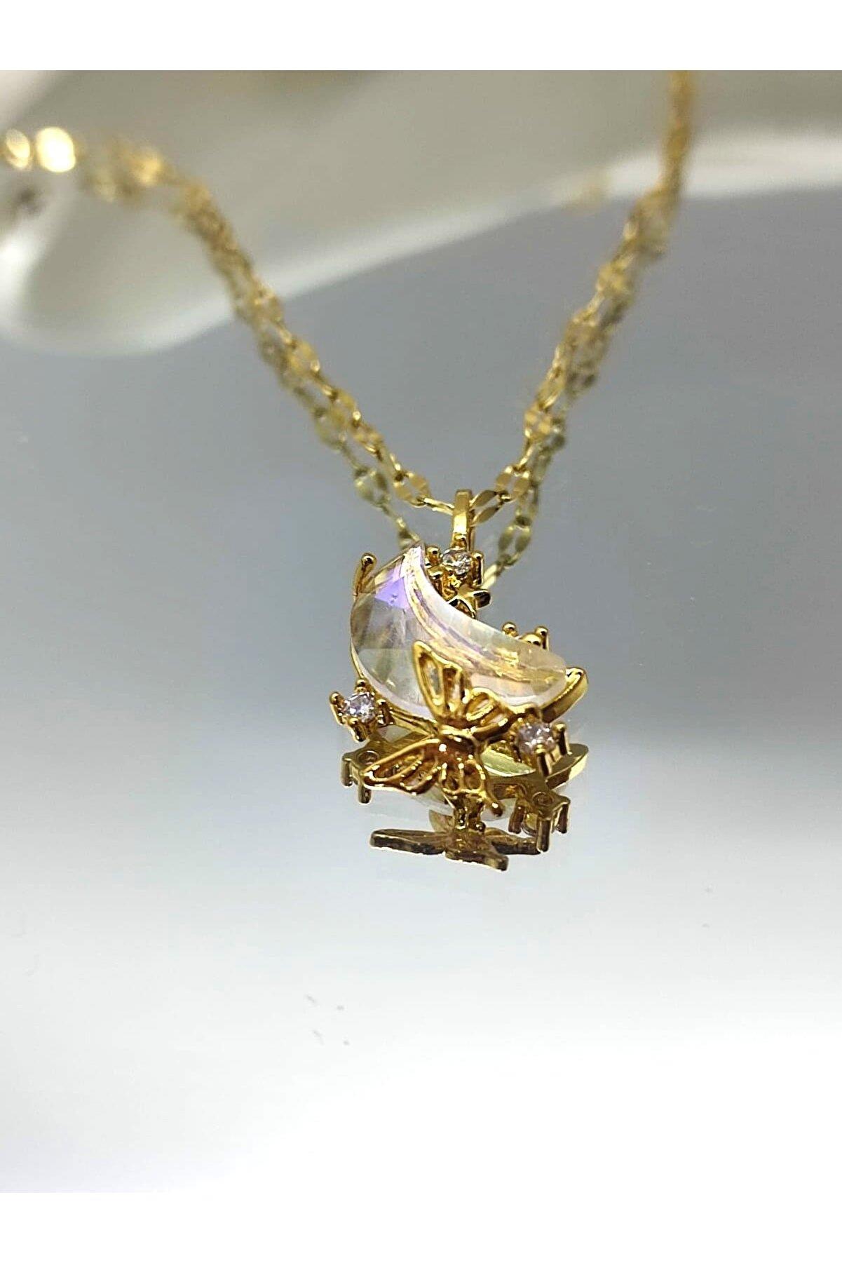 Çelik Kelebek Detaylı Kolye 316L