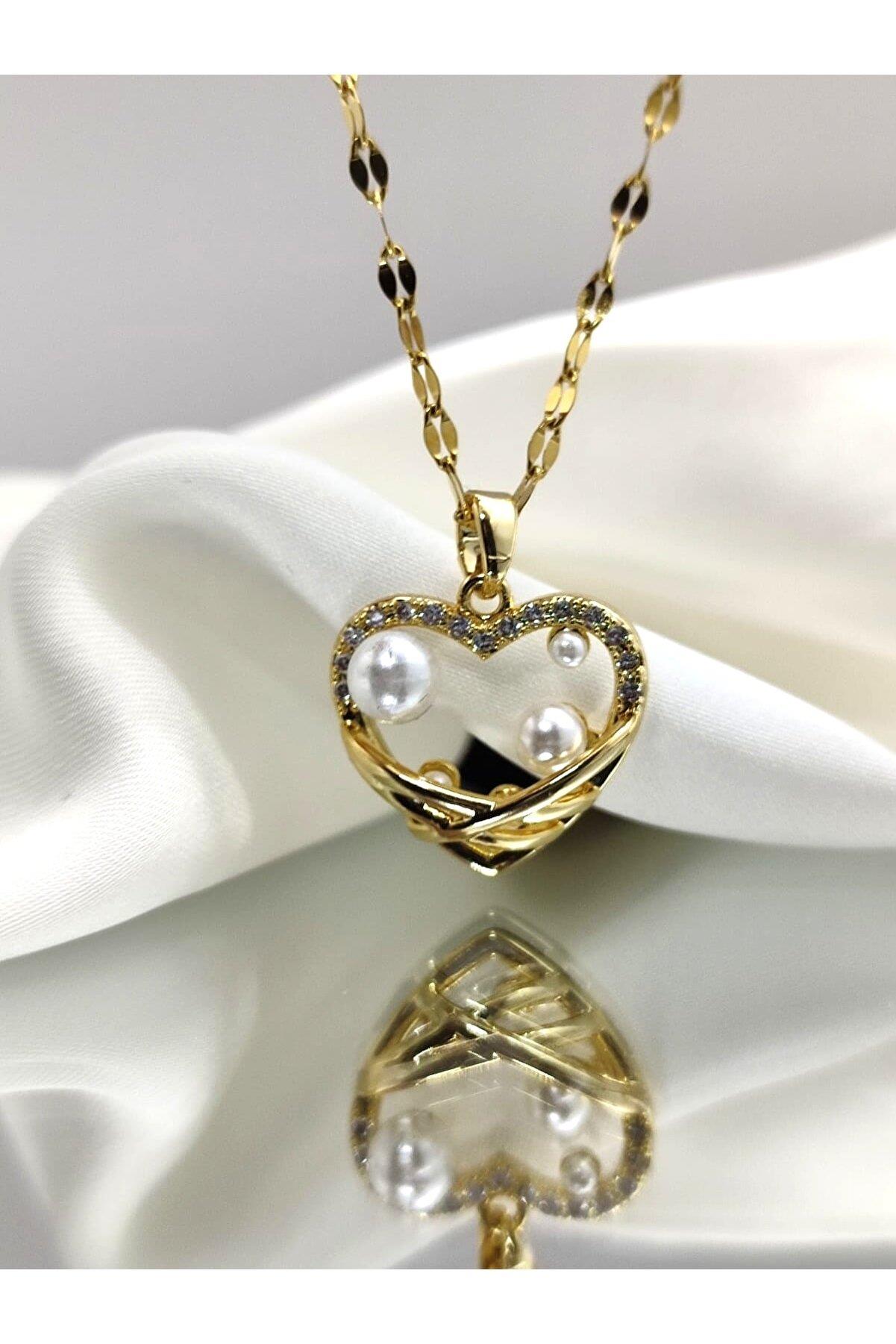 Kalp Kolye Çelik İncili 316L