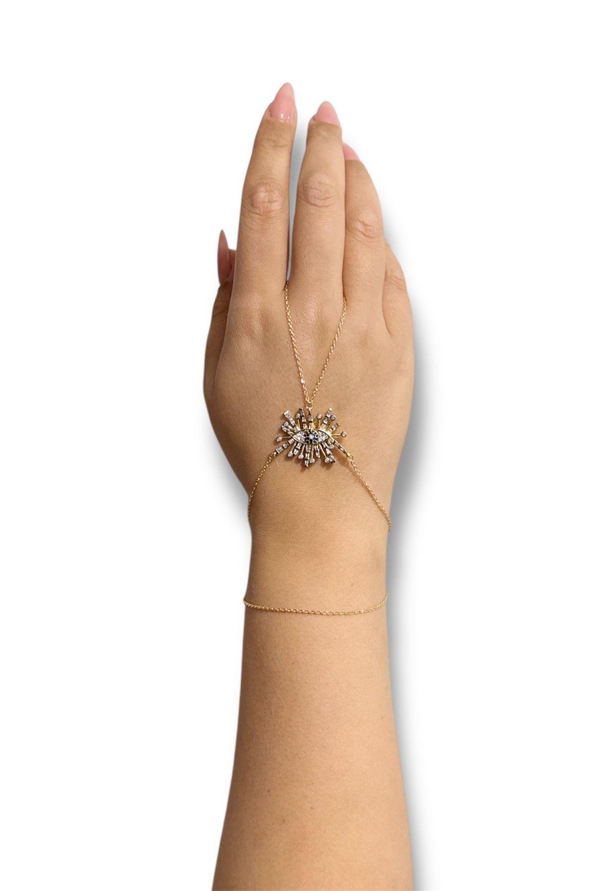 Kirpikli Göz Sembolü Zirkon Taşlı Şahmeran