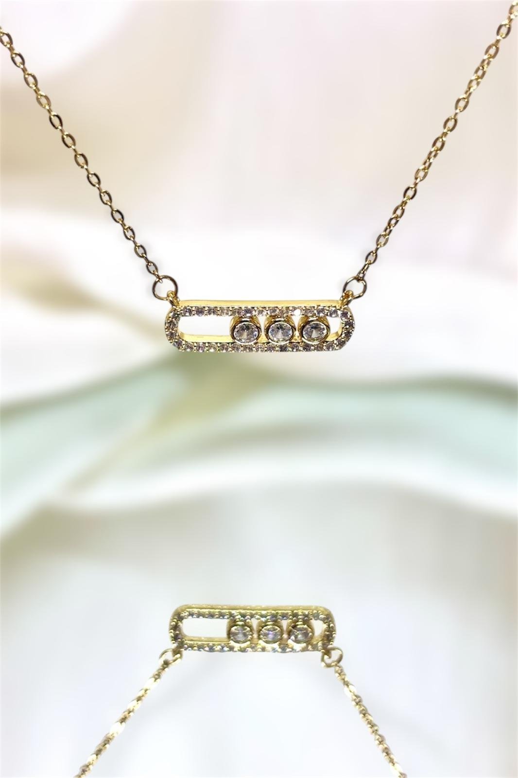 Messica Model Zirkon Taşlı Çelik Kolye