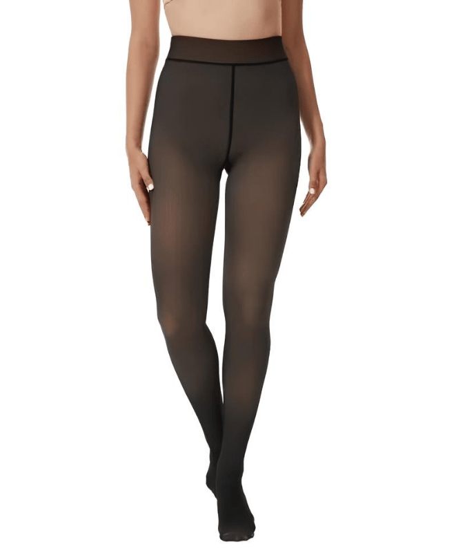 Thin Looking İçi Peluşlu Ten Görünümlü Kışlık Termal Siyah Peluş Külotlu Çorap Tayt