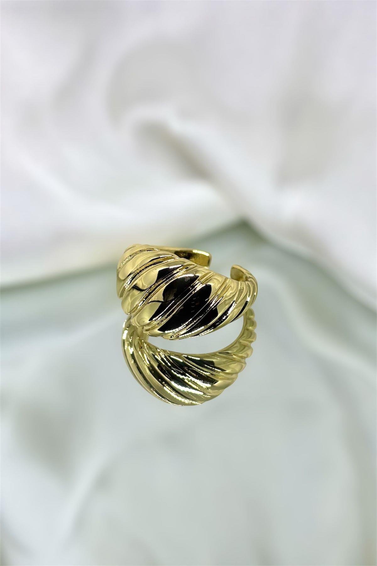 Vintage Ayarlanabilir Bombeli Gold Yüzük