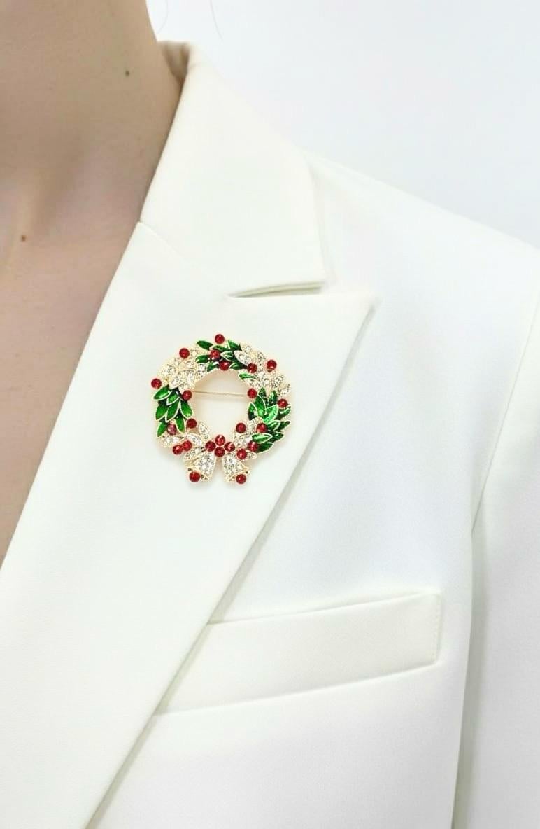 Yılbaşı Konseptli Çelenk Broş Yaka İğnesi