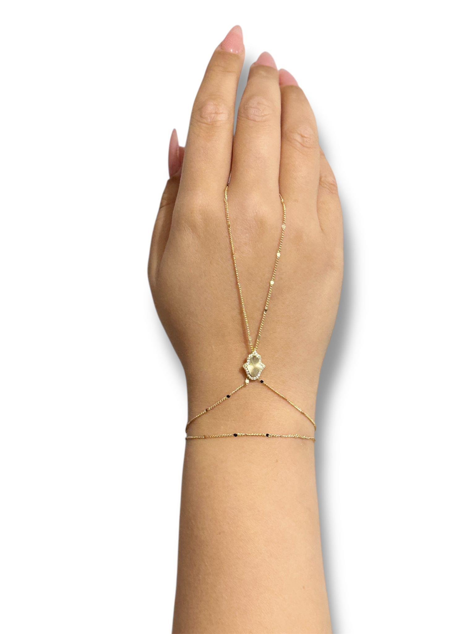 Zirkon Taşlı Hamsa Gold Şahmeran