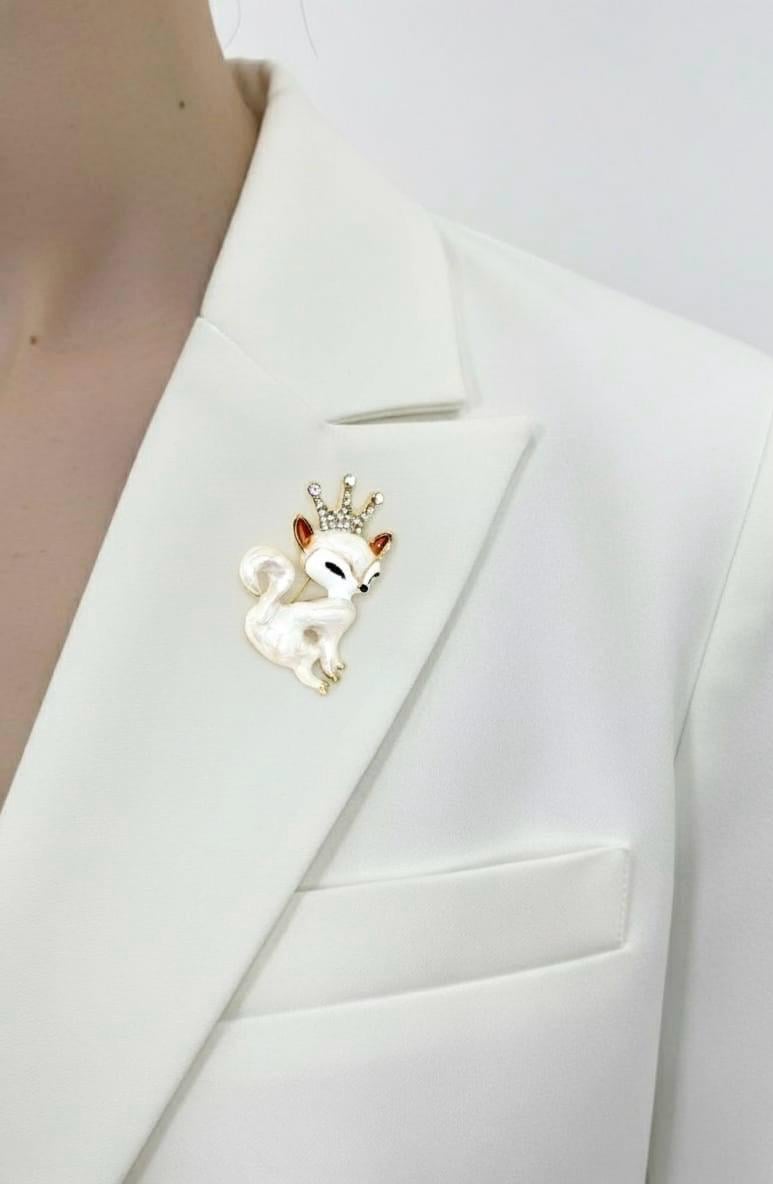 Zirkon Taşlı Kraliçe Kedi Broş Yaka İğnesi