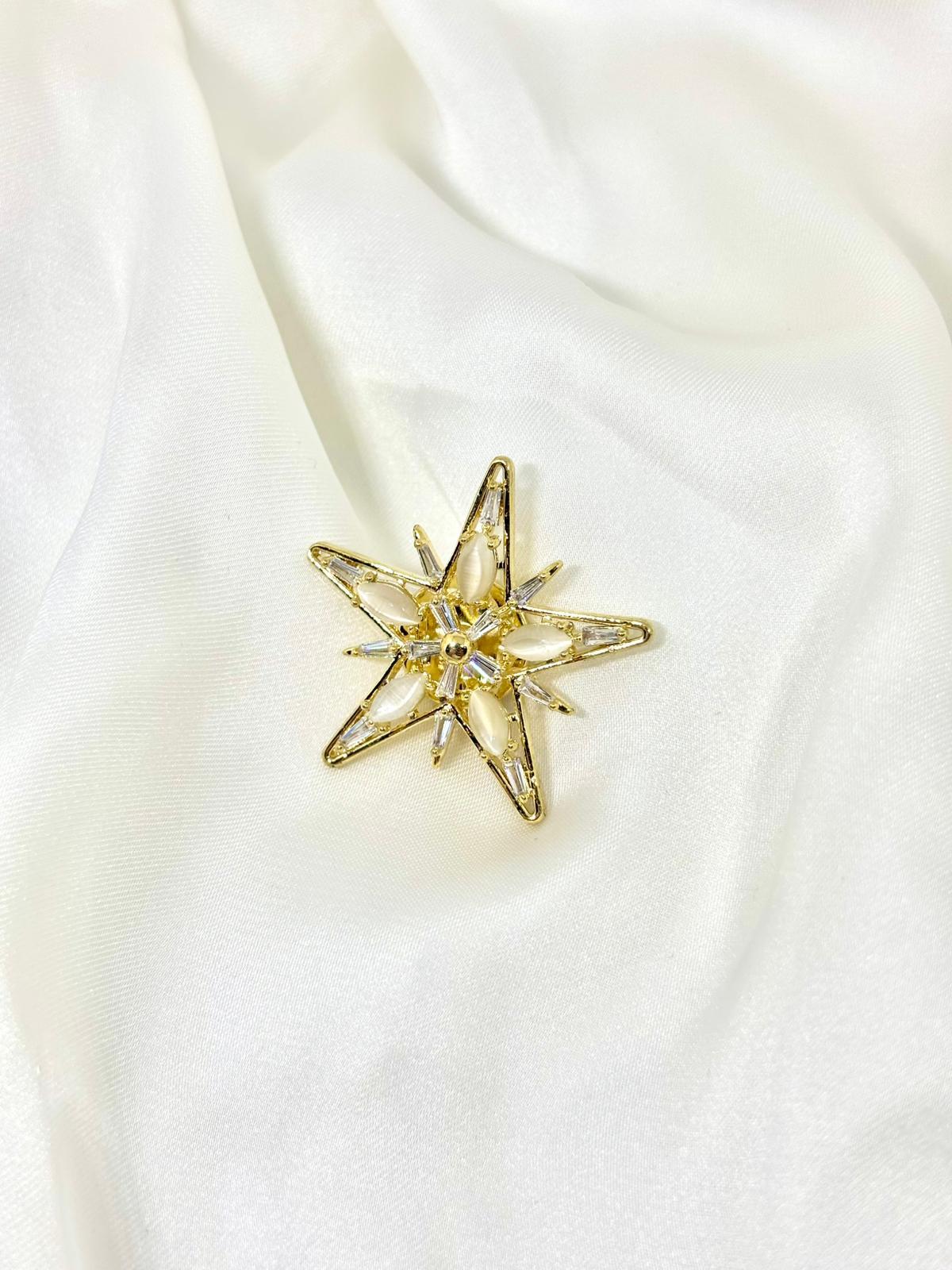 Zirkon Taşlı Sirius Yıldızı Broş Yaka İğnesi