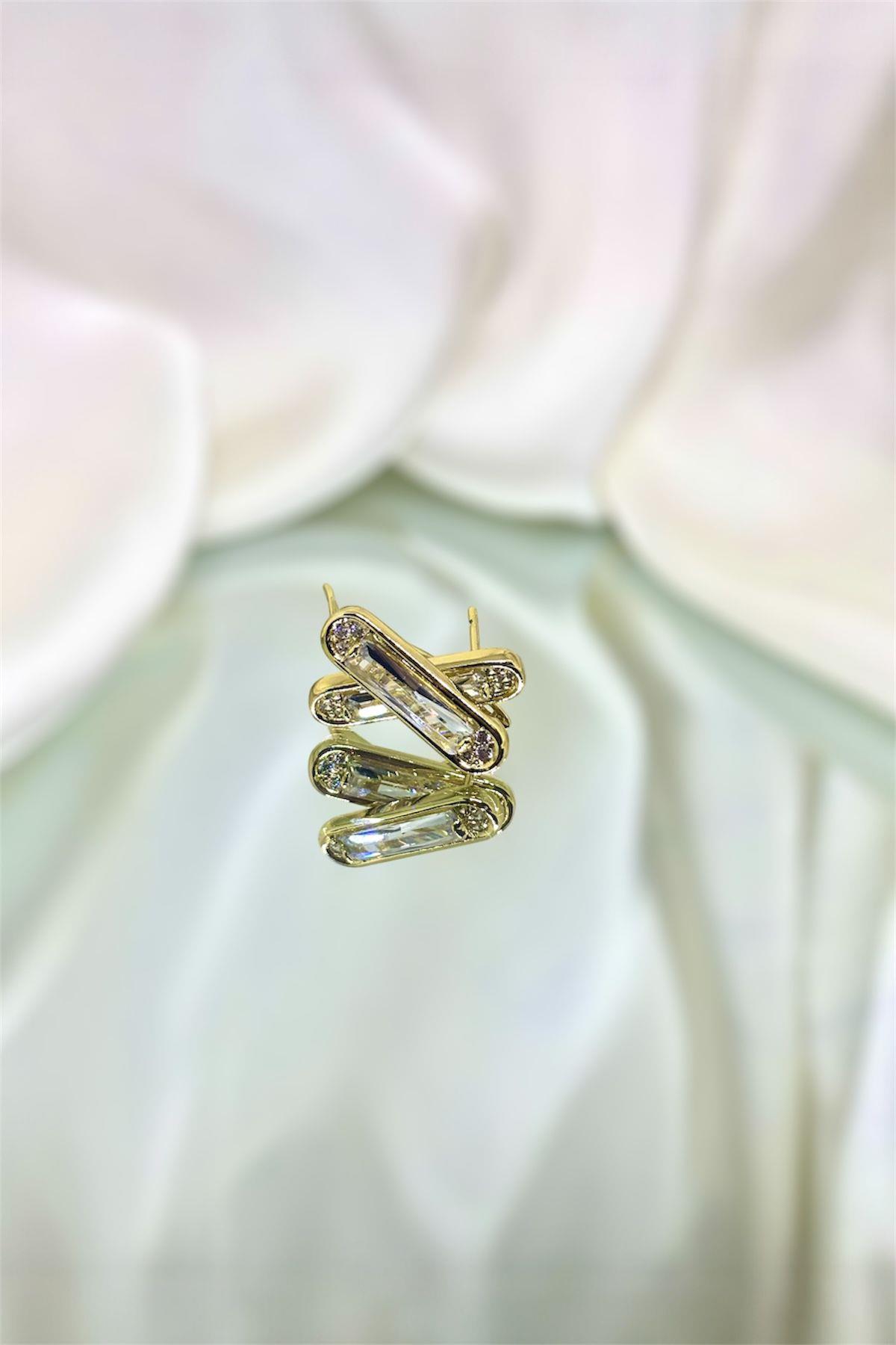 Zirkon Taşlı Xupıng Gold Küpe