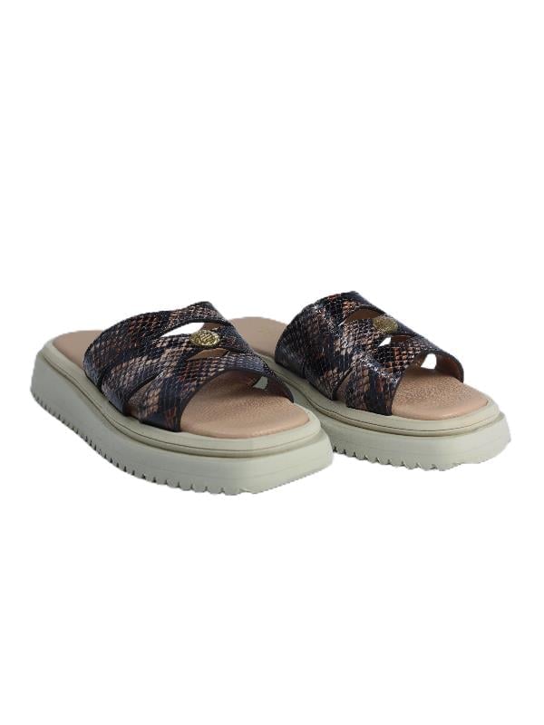 HAKİKİ DERİ SIYAH-BISKUVI Sandalet Düz Terlik 0197 365