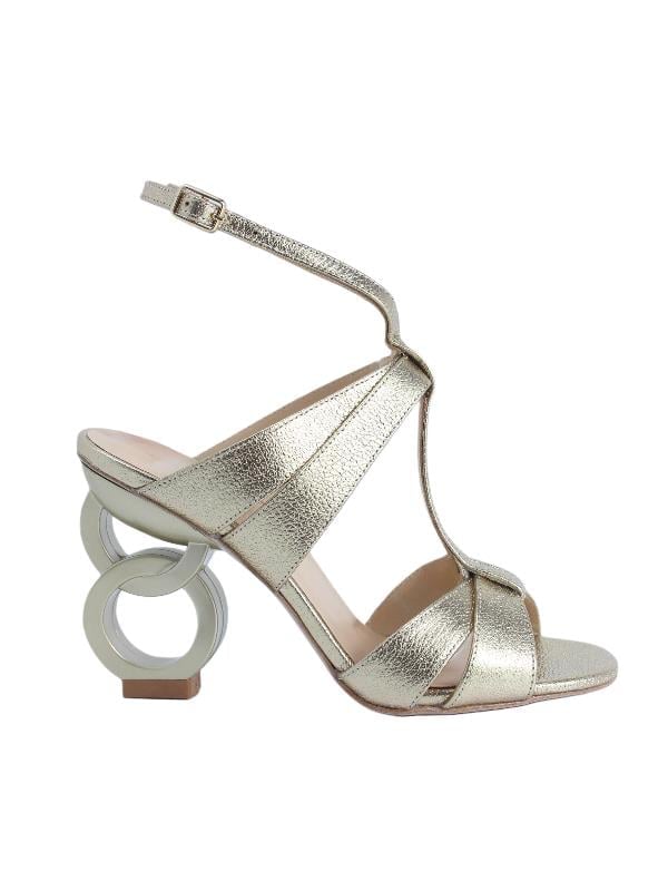 POLETTO  HAKİKİ DERİ ALTIN Sandalet Topuklu 6564 178