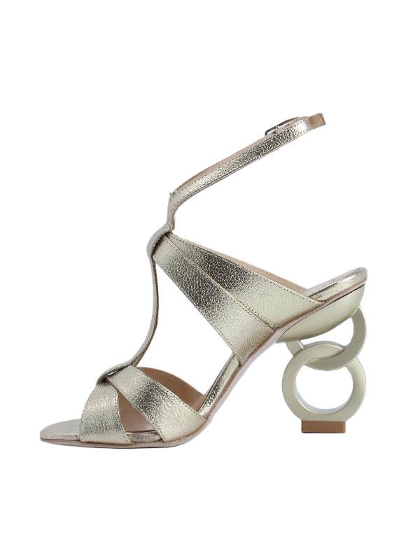 POLETTO  HAKİKİ DERİ ALTIN Sandalet Topuklu 6564 178