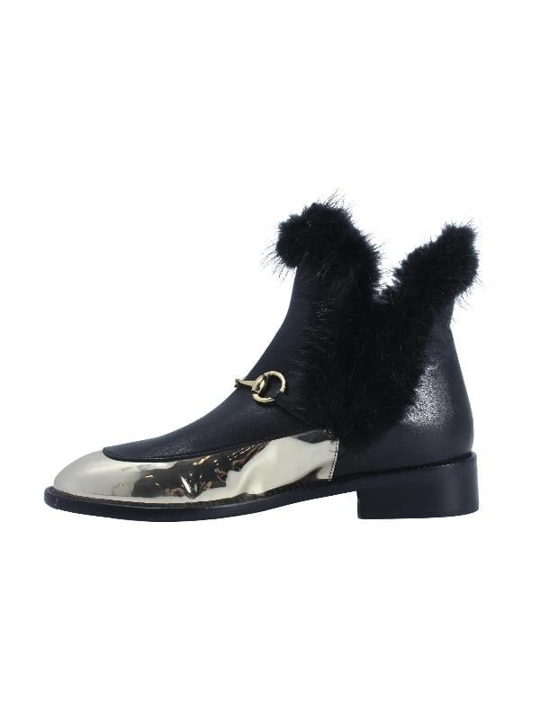 POLETTO  HAKİKİ DERİ ALTIN-SIYAH Bot Düz  629 05 S V1