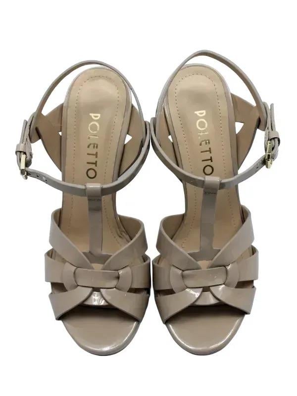 POLETTO  HAKİKİ DERİ BEJ Sandalet Topuklu 6564 210