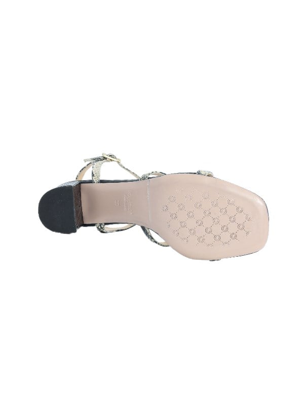 POLETTO  HAKİKİ DERİ BEJ-SIYAH Sandalet Topuklu 4183 225
