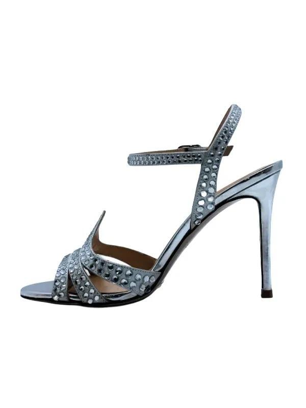 POLETTO  HAKİKİ DERİ BEYAZ-GUMUS Sandalet Gece/Abiye 6564 155