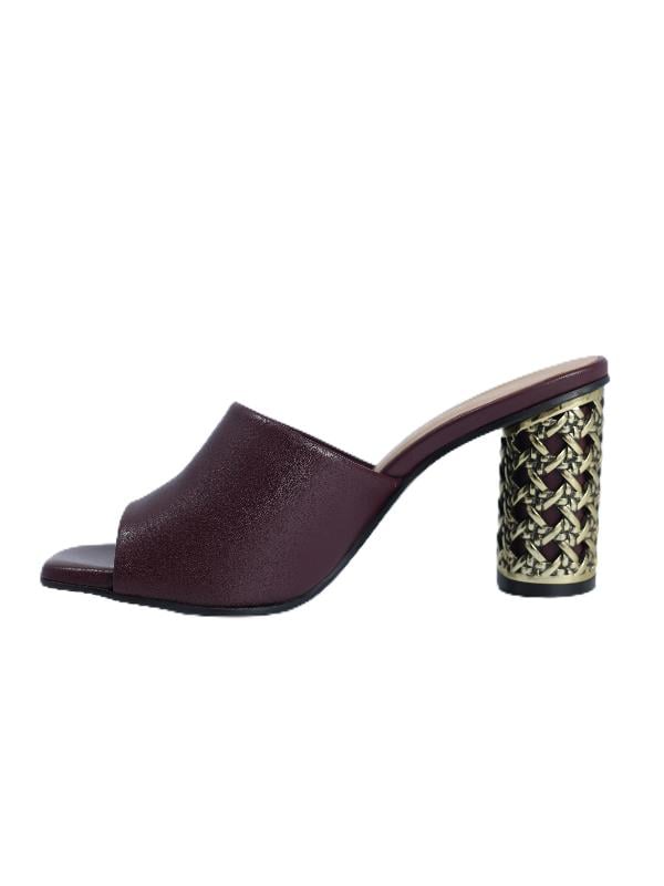 POLETTO  HAKİKİ DERİ BORDO Terlık Topuklu 380 53