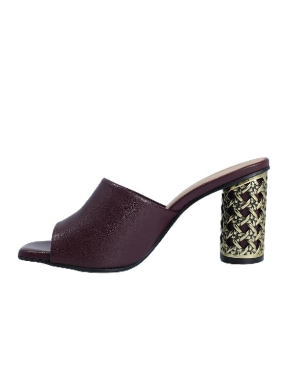 POLETTO  HAKİKİ DERİ BORDO Terlık Topuklu 380 53