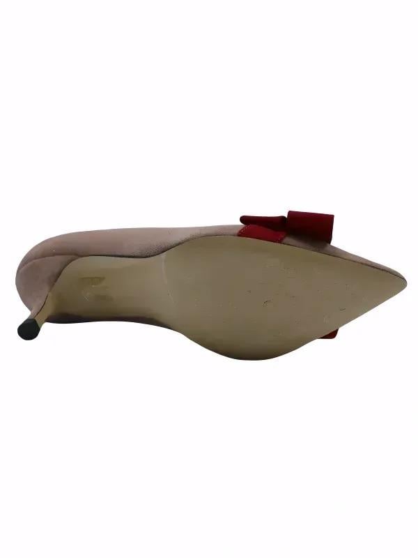 POLETTO  HAKİKİ DERİ CAPUCINO-KIRMIZI Ayakkabı Stiletto 9841 83