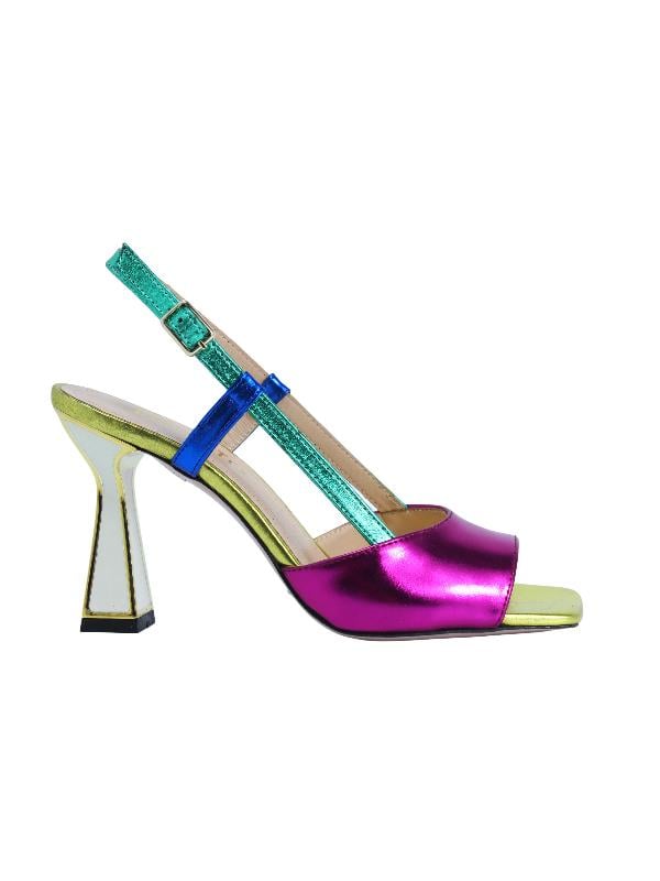 POLETTO  HAKİKİ DERİ FUSYA-YESIL-SAX MAVI-SARI Sandalet Topuklu 319 260 V1