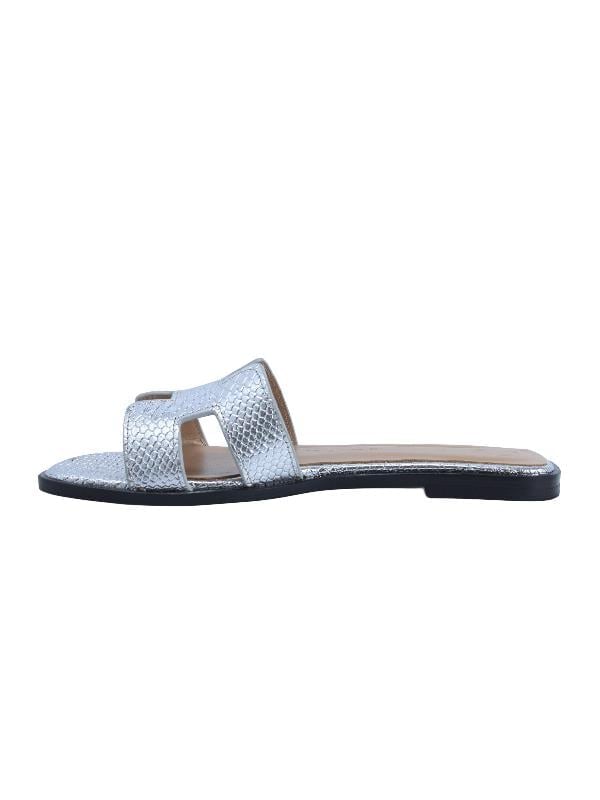 POLETTO  HAKİKİ DERİ GUMUS Terlık Düz 04 1031