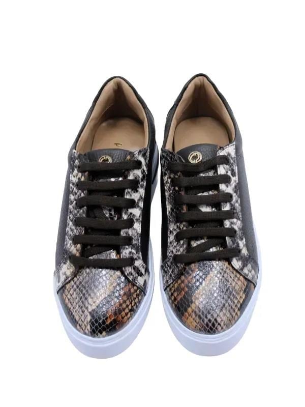 POLETTO  HAKİKİ DERİ KAHVE-SIYAH Sneaker Düz 1280 01