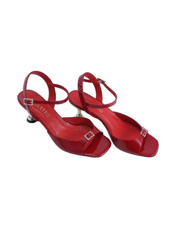 POLETTO  HAKİKİ DERİ KIRMIZI Sandalet Topuklu 4183 222