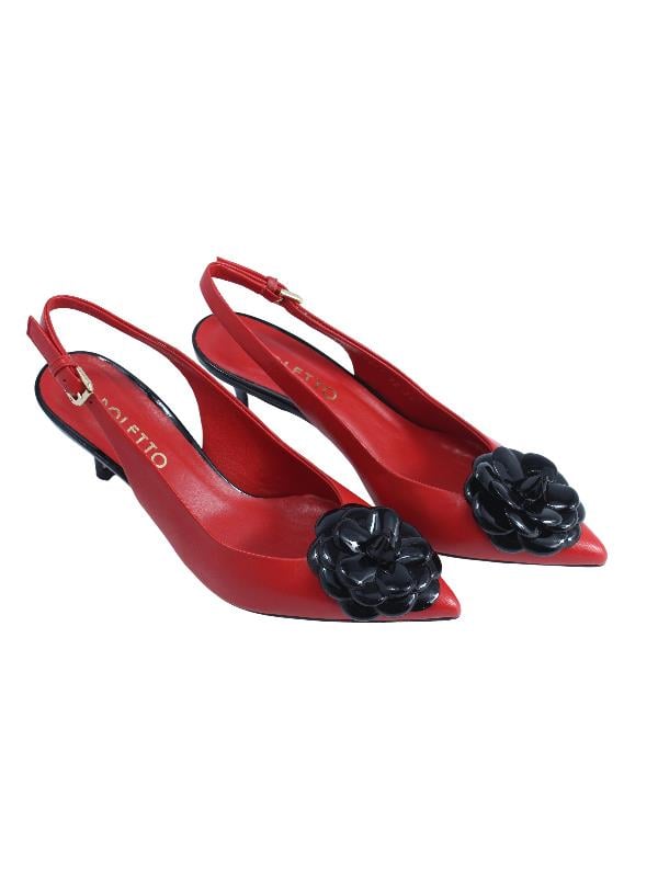 POLETTO  HAKİKİ DERİ KIRMIZI-SIYAH Ayakkabı Stiletto 9841 92 V1
