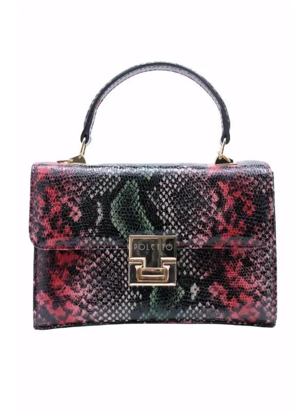 POLETTO  HAKİKİ DERİ KIRMIZI YESIL Çanta EL Tutmalı CNT 757 V5