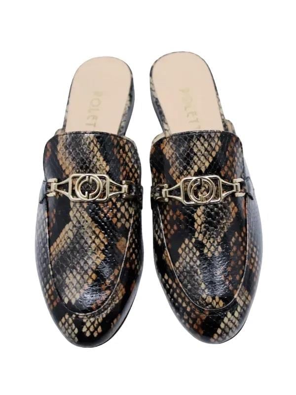 POLETTO  HAKİKİ DERİ MAVI SIYAH Babet Terlik 69 11 V1