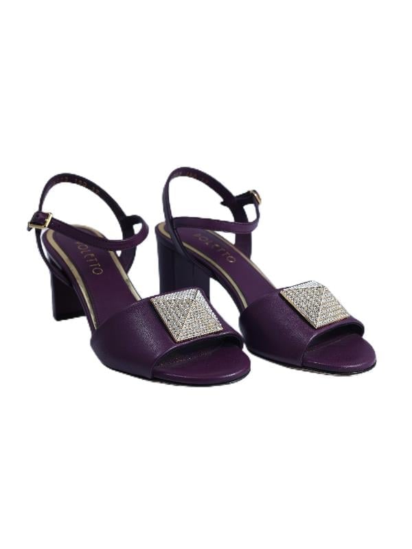 POLETTO  HAKİKİ DERİ MOR-ALTIN Sandalet Topuklu 4183 190