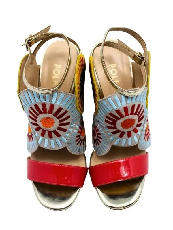 POLETTO  HAKİKİ DERİ NAR-PUDRA-SARI-ALTIN Sandalet Topuklu 6564 158 V1