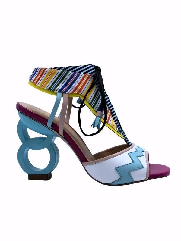 POLETTO  HAKİKİ DERİ PEMBE-BEYAZ-MAVI-SARI-FUSYA Sandalet Topuklu 5669 162 V1